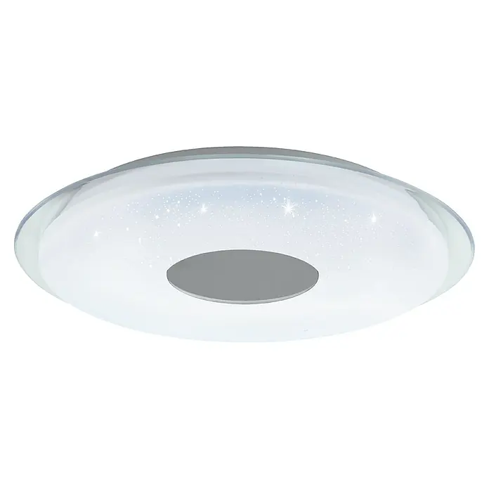 Eglo LED-Deckenleuchte rund LANCIANO-Z - 44,8 W, Ø x H: 560 mm x 8 cm, Weiß - Elegante Deckenleuchte mit Sternenmuster und grauem Mittelteil. Die Lampe sorgt für eine angenehme und stimmungsvolle Beleuchtung im Raum.