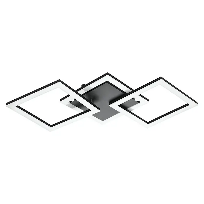 Eglo LED-Deckenleuchte PARANDAY-Z - 32,4 W, L x B x H: 65 x 31 x 6 cm, Schwarz - Moderne LED-Deckenleuchte mit drei verschlungenen Quadraten. Elegantes Design für stilvolle Beleuchtung in jedem Raum.