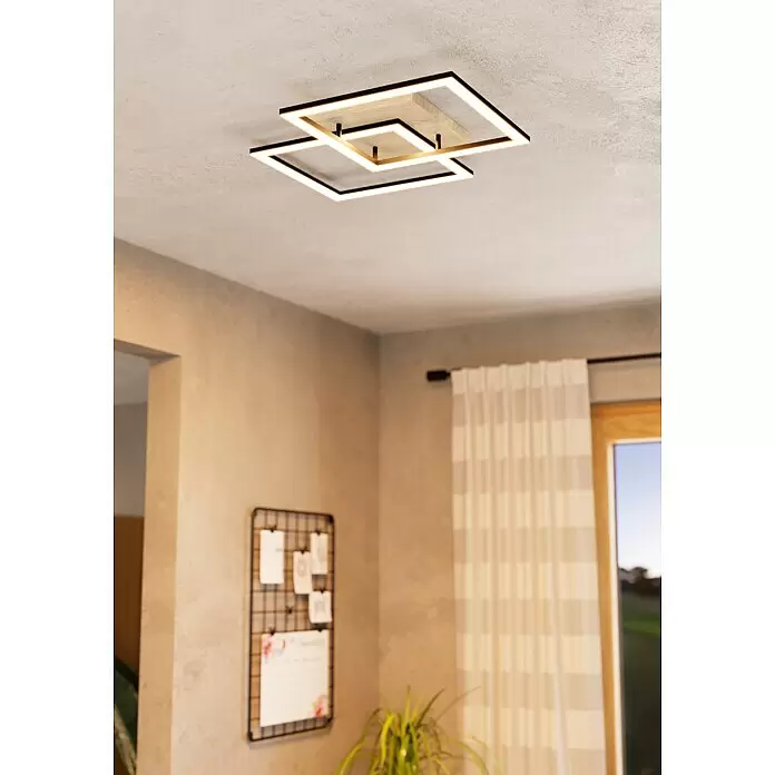 Eglo LED-Deckenleuchte LOMALTAS-Z - 32 W, L x B x H: 77 x 49,5 x 8,5 cm, Schwarz/Braun - Stimmungsaufnahme