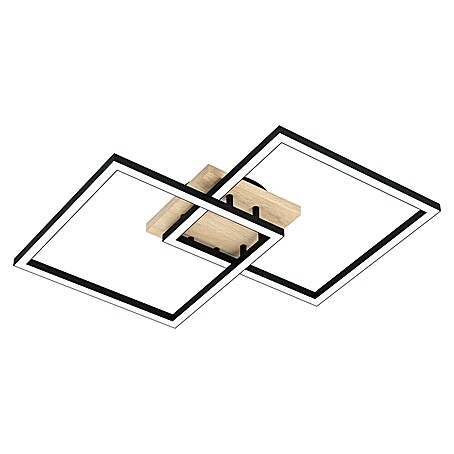 Eglo LED-Deckenleuchte LOMALTAS-Z (32 W, L x B x H: 77 x 49,5 x 8,5 cm, Schwarz/Braun)
