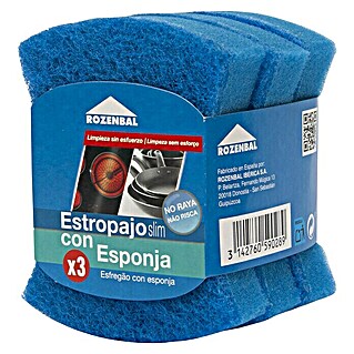 Rozenbal Estropajos con esponja ergonómica (10,5 x 8,5 x 3,25 cm, 3 ud., Azul)