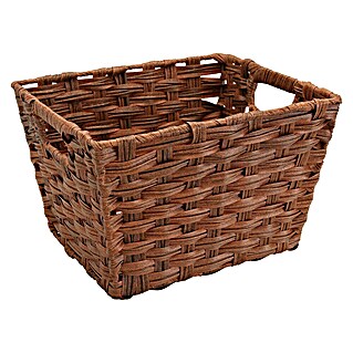 Cesta para el baño alta con asas (L x An x Al: 29 x 24 x 19 cm, Fibras plásticas, Marrón)
