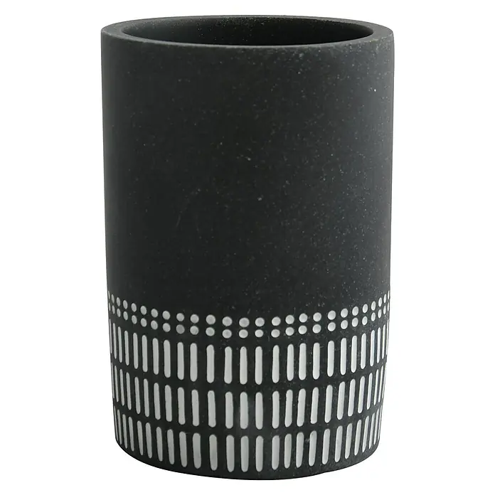 Spirella Portacepillos Yuma - L x An x Al: 72 x 72 x 11 cm, Plástico, Negro - Portavelas cilíndrico negro con un patrón de puntos y rayas, ideal para salones y decoración de mesa.