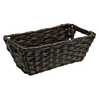 Cesta para el baño con asas (L x An x Al: 29 x 17 x 11,5 cm, Fibras plásticas, Marrón oscuro)