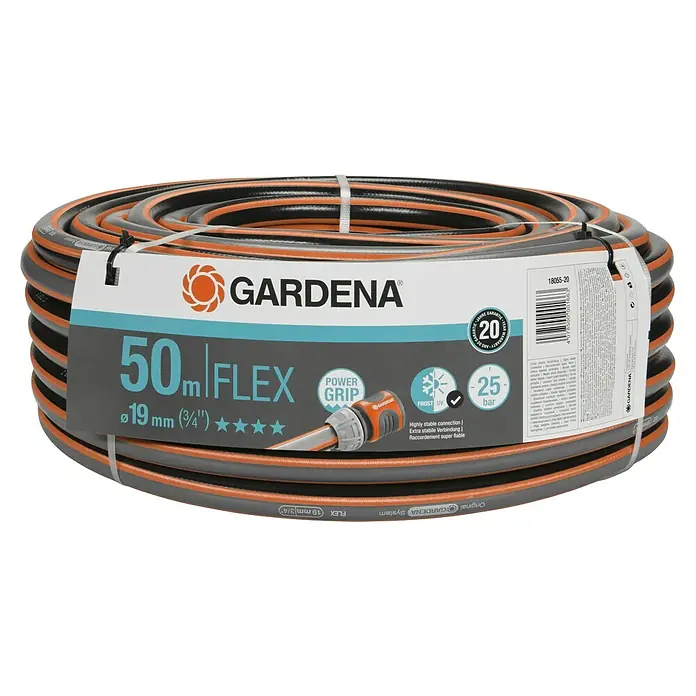 Gardena Comfort Flex Schlauch - Länge: 50 m, Schlauchdurchmesser: 19 mm - Aufgerollter Gardena Flex Gartenschlauch, 50 Meter lang, mit Power Grip, frost- und UV-beständig, ideal für die Gartenbewässerung.