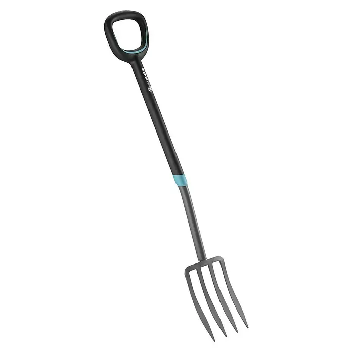 Gardena Ergoline Spatengabel - Anzahl Zinken: 4, Ergonomischer Stiel - Abbildung einer Gardena Gartengabel, ein robustes Werkzeug für die Bodenbearbeitung mit ergonomischem Griff.