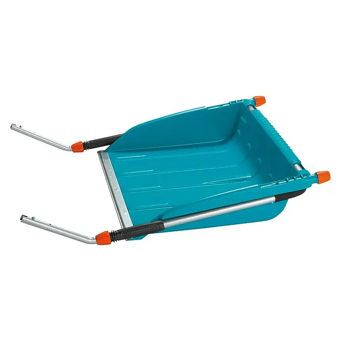 Gardena Schneewanne - Breite: 70 cm, Teleskopstiel, Kunststoff - Blaue GARDENA Schneewanne mit orangefarbenen Akzenten und silberfarbenen Griffen für einfachen Schneetransport.