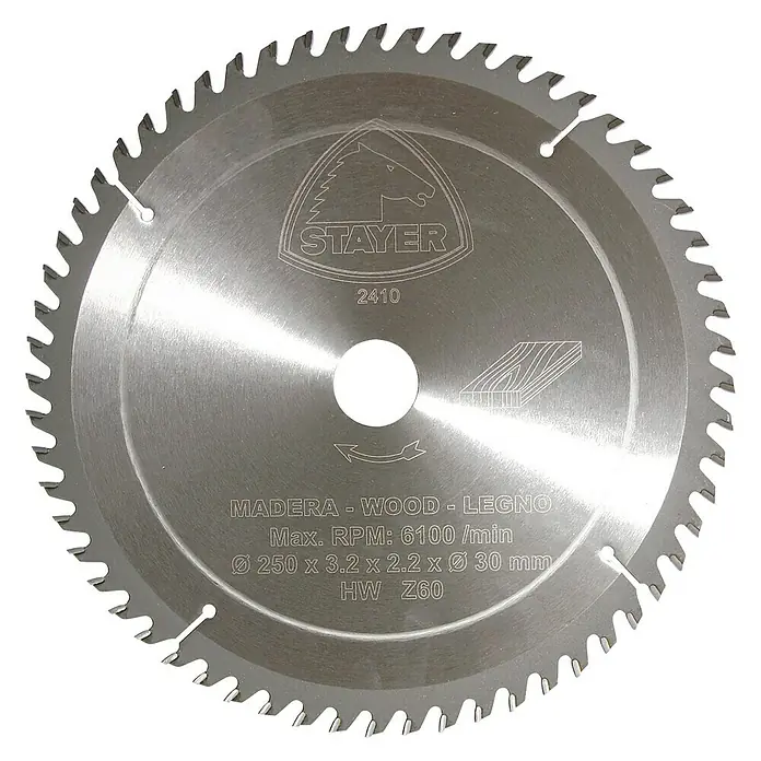 Stayer Disco de sierra Z60 Widia - Diámetro: 250 mm, 60 ud. - Hoja de sierra circular STAYER, diseñada para trabajar la madera, que ofrece cortes precisos y alto rendimiento.