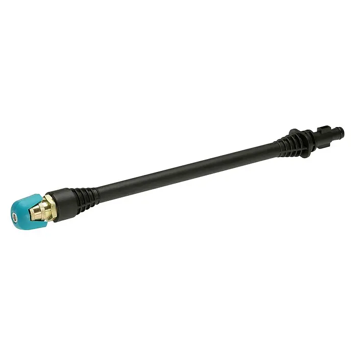 Gardena Power for All 18V Akku-Druckreiniger AquaClean 24/18V SE - 18 V, 1 Akku, 2,5 Ah - Düse für Hochdruckreiniger mit einem schwarzen Gehäuse und blauem Düsenkopf. Ideal für Reinigungsarbeiten im Außenbereich.