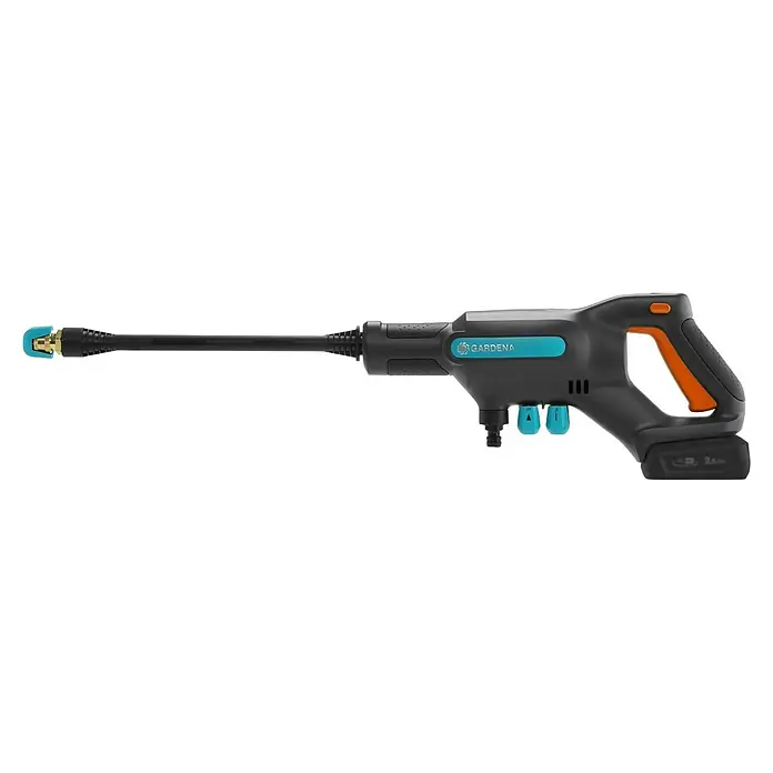 Gardena Power for All 18V Akku-Druckreiniger AquaClean 24/18V SE - 18 V, 1 Akku, 2,5 Ah - Gardena Akku-Druckreiniger mit ausziehbarer Lanze und austauschbaren Düsen für vielfältige Reinigungsaufgaben im Außenbereich.