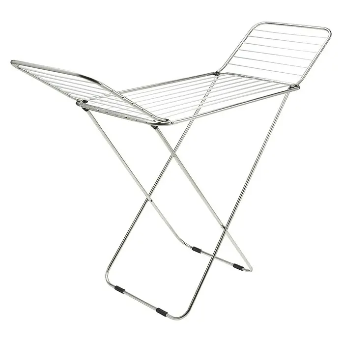 Tendedero con alas P-2/A Inox Extra - Longitud cuerda de tender: 20 m, L x An x Al: 168 x 55 x 95 cm, Gris - Tendedero de ropa metálico con estructura en X y barras horizontales para un secado eficiente de la ropa.