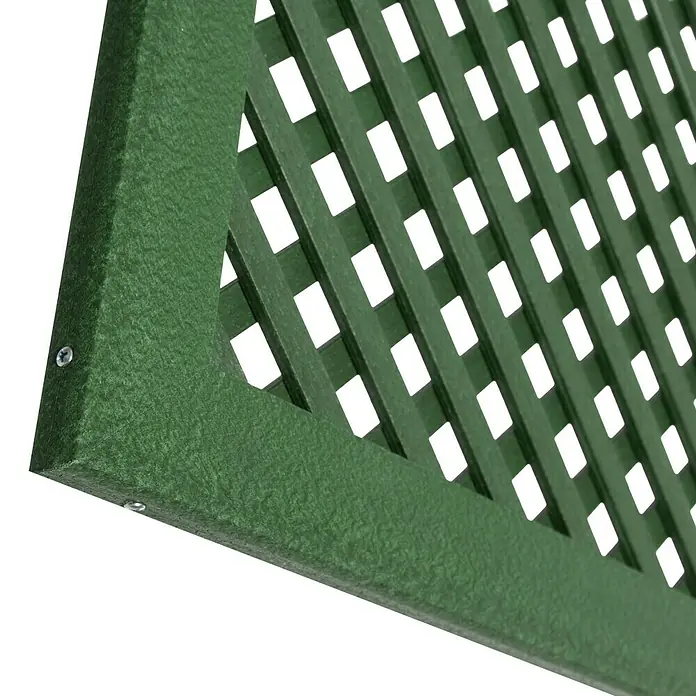 Perfil de marco LOP - Largo: 200 cm, Apto para: Cercados, Plástico, Verde - Primer plano de un panel de celosía verde con aberturas cuadradas, ideal para proyectos de jardín y aplicaciones decorativas.