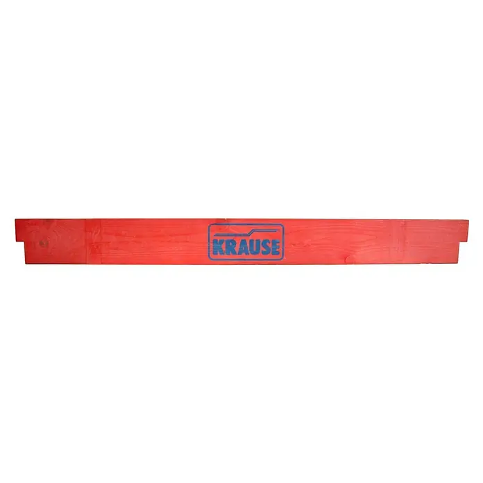 Krause ClimTec Längsboard - Länge: 1,5 m - Ein rotes Holzbrett mit dem blauen "Krause"-Logo. Ideal für Handwerker & Heimwerker. Robust und vielseitig.