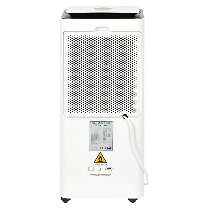 Proklima Luftentfeuchter400 W, Entfeuchtungsleistung: 20 l/Tag, L x B x H: 26,2 x 26,2 x 59 cm, Rollen Back View