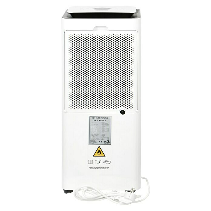 Proklima Luftentfeuchter400 W, Entfeuchtungsleistung: 20 l/Tag, L x B x H: 26,2 x 26,2 x 59 cm, Rollen Back View