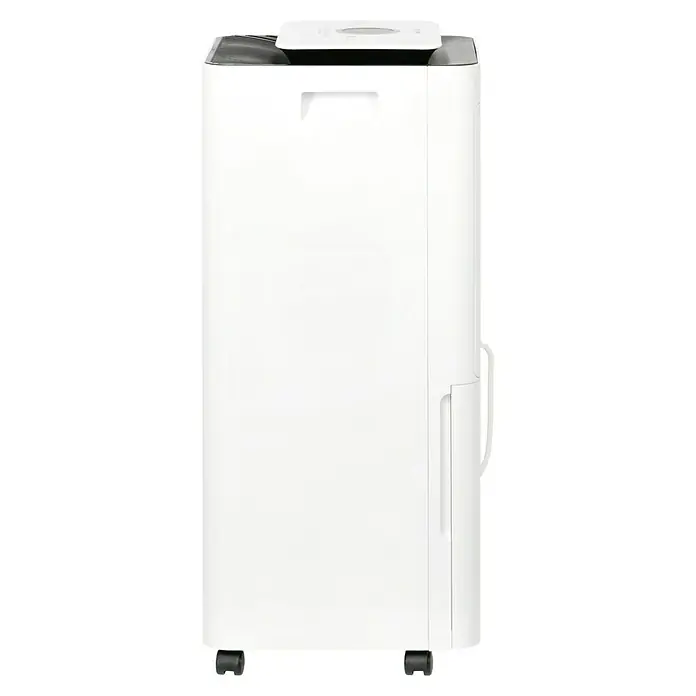 Proklima Luftentfeuchter - 400 W, Entfeuchtungsleistung: 20 l/Tag, L x B x H: 26,2 x 26,2 x 59 cm, Rollen - Ein weißer Luftentfeuchter, der kompakt und tragbar ist, um Feuchtigkeit effizient aus der Luft zu entfernen und das Raumklima zu verbessern.