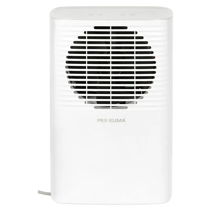 Voltomat Elektro-Luftentfeuchter - 205 W, Entfeuchtungsleistung: 10 l/Tag, L x B x H: 20,5 x 27 x 40,8 cm, Weiß - Weiße Pro Klima Klimaanlage mit runder Lüftungsöffnung und Bedienfeld oben für angenehmes Raumklima.