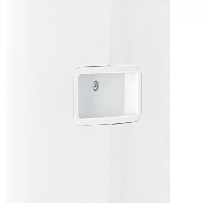 Voltomat Elektro-Luftentfeuchter mit Schuhtrockner - 520 W, Entfeuchtungsleistung: 30 l/Tag, L x B x H: 31,5 x 39,5 x 53,5 cm, Weiß, Grau - Weißer Einlassgriff mit sichtbarer silberner Schraube.