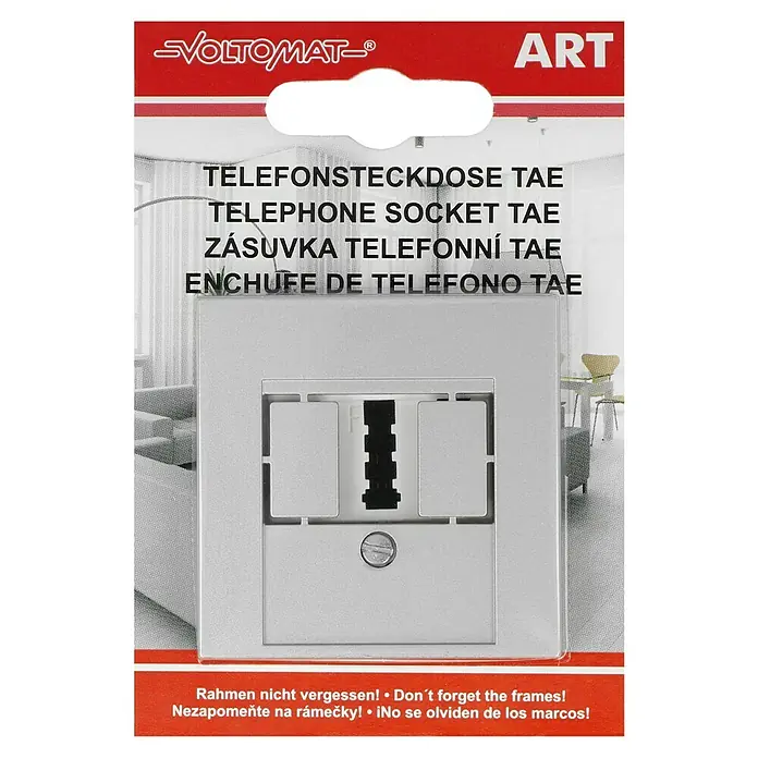 Voltomat ART TAE-Telefondose - Silber, Unterputzmontage - TAE Telefonsteckdose von VOLTOMAT, ideal für zuverlässige Telefonverbindungen im Haus.