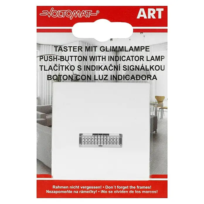 Voltomat ART Taster mit Glimmlampe - Alpinweiß, Kunststoff, 10 A - Voltmomat Druckknopf mit Glimmlampe.
