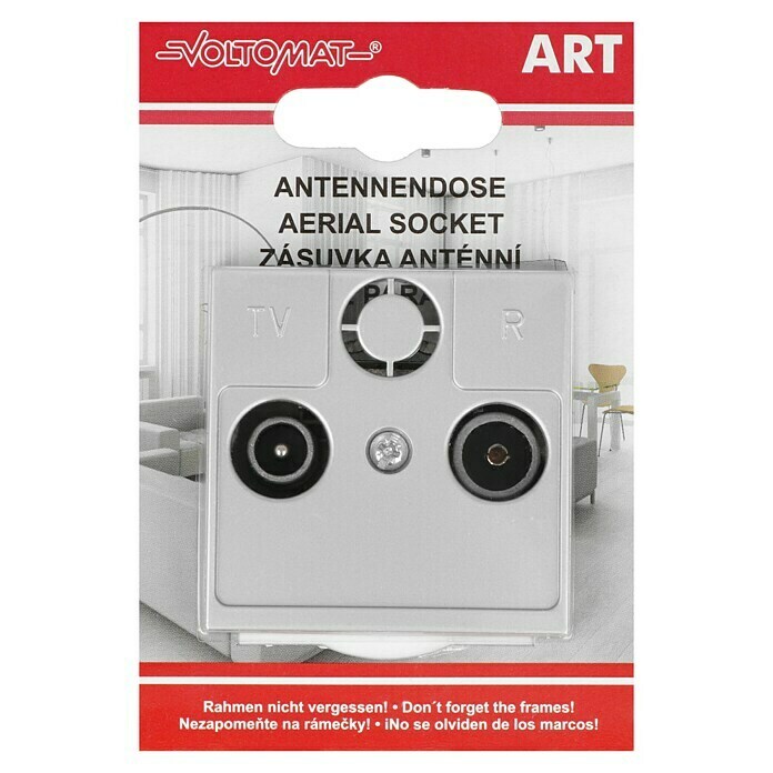 Voltomat ART Antennendose (Silber, 2 Anschlüsse, Kunststoff, Unterputz)