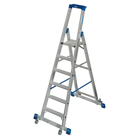 Krause Stabilo Stehleiter Fahrbar mit Traverse