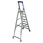 Krause Stabilo Stufenstehleiter Fahrbar (Arbeitshöhe: 3,9 m, Anzahl Tritte: 8 Stufen, Tiefe Stufen: 80 mm, Aluminium, Fahrbar)