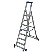 Krause Stabilo Stufenstehleiter Fahrbar mit Traverse (Arbeitshöhe: 3,65 m, Anzahl Tritte: 7 Stufen, Tiefe Stufen: 80 mm, Aluminium, Fahrbar)