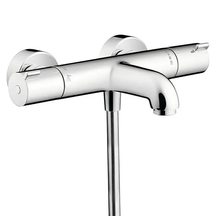 Hansgrohe Grifo termostático de bañera MyFox - Cromo - Un brillante mezclador termostático de ducha cromado que combina diseño moderno y funcionalidad para su baño.