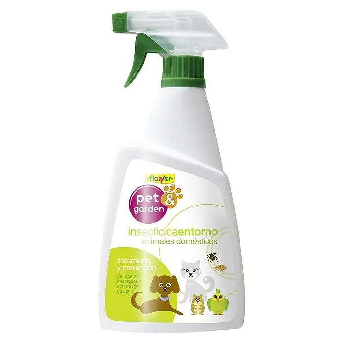 Flower Antiorugas biológico entorno Pet&Garden - 500 ml - Spray insecticida FLOWER Pet & Garden para el entorno de animales domésticos, tratamiento y prevención de infestaciones.