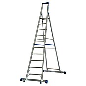 Krause Stabilo Stufenstehleiter Fahrbar mit Traverse (Arbeitshöhe: 4,35 m, Anzahl Tritte: 10 Stufen, Tiefe Stufen: 80 mm, Aluminium, Fahrbar)