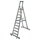 Krause Stabilo Stufenstehleiter Fahrbar mit Traverse (Arbeitshöhe: 4,35 m, Anzahl Tritte: 10 Stufen, Tiefe Stufen: 80 mm, Aluminium, Fahrbar)