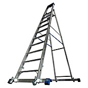 Krause Stabilo Stufenstehleiter Fahrbar mit Traverse (Arbeitshöhe: 4,35 m, Anzahl Tritte: 10 Stufen, Tiefe Stufen: 80 mm, Aluminium, Fahrbar)