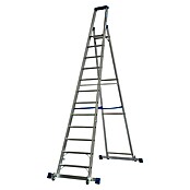 Krause Stabilo Stufenstehleiter Fahrbar mit Traverse (Arbeitshöhe: 4,8 m, Anzahl Tritte: 12 Stufen, Tiefe Stufen: 80 mm, Aluminium, Fahrbar)