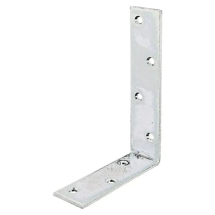 Stabilit Balkenwinkel - 180 x 120 x 40 mm, Stahl, Silber - Ein verzinkter, rechtwinkliger Montagewinkel mit mehreren Befestigungslöchern zur stabilen Verbindung von Bauteilen.