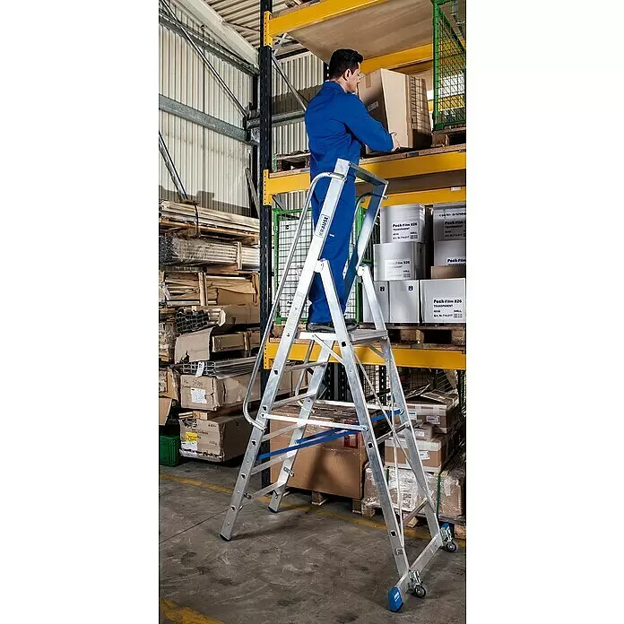 Krause Stabilo Stehleiter - Anzahl Tritte: 6 Stk., Arbeitshöhe: 3,4 m, Aluminium, Handläufe - Anwendungsbeispiel