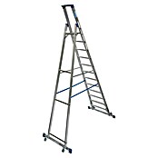 Krause Stabilo Stufenstehleiter Fahrbar mit Traverse (Arbeitshöhe: 4,8 m, Anzahl Tritte: 12 Stufen, Tiefe Stufen: 80 mm, Aluminium, Fahrbar)