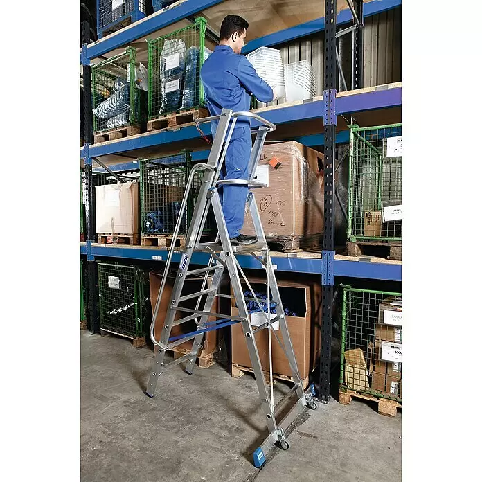 Krause Stabilo Stehleiter - Anzahl Tritte: 6 Stk., Arbeitshöhe: 3,4 m, Aluminium, Sicherheitsbügel - Anwendungsbeispiel