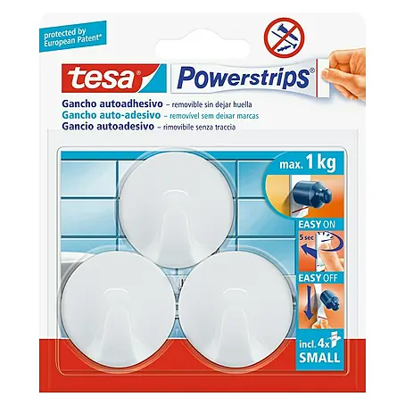Tesa Powerstrips Gancho autoadhesivo Mini Redondo