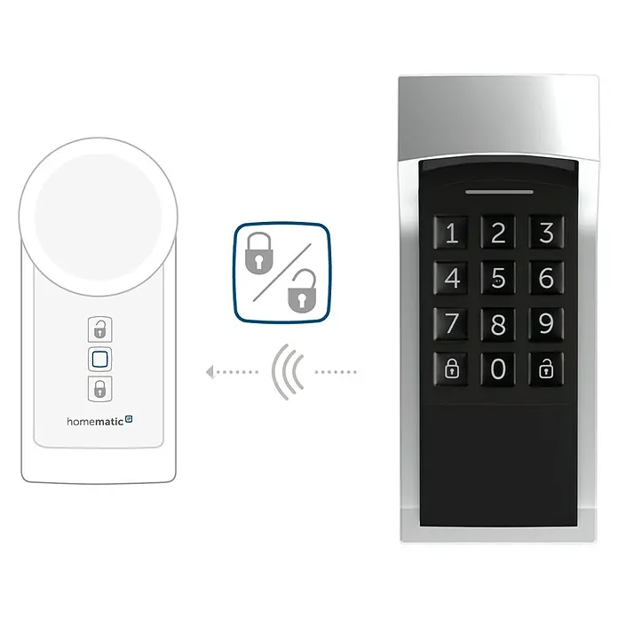 Homematic IP Set Türschlossantrieb mit Keypad & Access Point 2 - L x B x H: 36 x 56 x 118 mm, Weiß - Homematic IP Türschlossantrieb mit Keypad zum komfortablen Öffnen und Schließen der Tür per Zahlencode oder App.