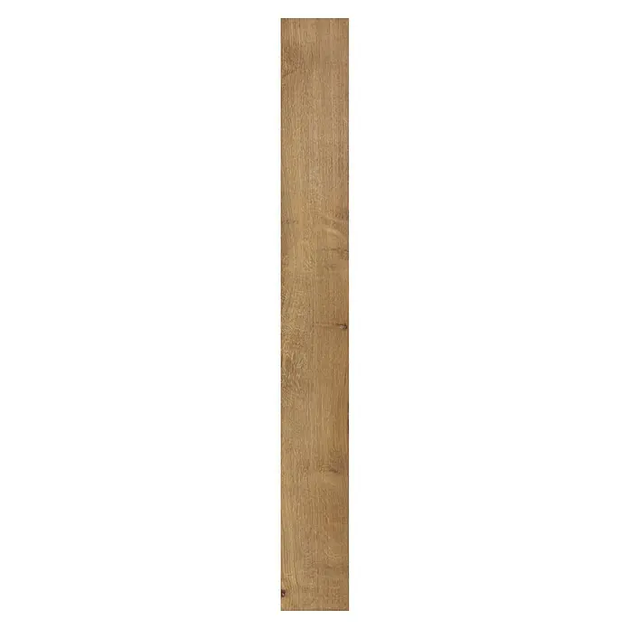 LOGOCLIC Laminado Roble Wild - 1.380 x 193 x 10 mm, Roble Wild, AC5 - Detalle de una sola tabla de madera con patrones de vetas y variaciones de color. Ideal para suelos de alta calidad y diseños de muebles.
