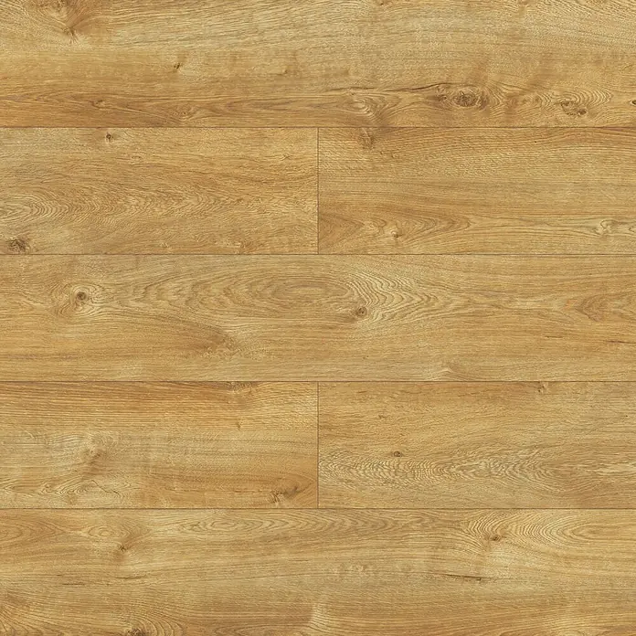 LOGOCLIC Laminado Roble Cascais - 1.380 x 193 x 8 mm, Roble Cascais, AC5 - Textura de suelo de madera clara con tonos cálidos y grano natural para un ambiente acogedor.