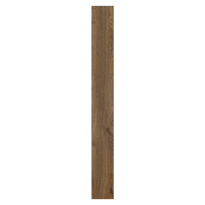 LOGOCLIC Laminado Roble Capri - 1.380 x 193 x 8 mm, AC5 - Primer plano de una tabla laminada con vetas de madera marrón y patrones naturales para un interior elegante.