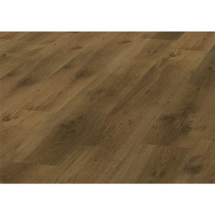 LOGOCLIC Laminado Roble Sutter - 1.380 x 193 x 6 mm, Roble, AC3 - Elegante suelo laminado en tonos marrones cálidos con aspecto de madera auténtica y tacto agradable. Perfecto para un ambiente acogedor y elegante.