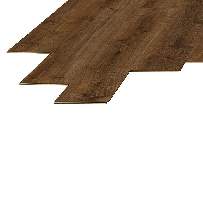 LOGOCLIC Laminado Roble Arábica - 1.380 x 193 x 7 mm, Roble, AC4 - Parquet de clic listo para instalar en tonos marrones cálidos. El laminado impresiona por su fácil instalación y aspecto natural.