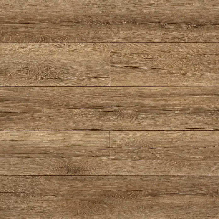 LOGOCLIC Laminado Roble Murano - 1.380 x 193 x 10 mm, Roble, AC4 - Imagen de suelo laminado de madera marrón claro con detalles de grano. Ideal para un suelo cálido y acogedor.