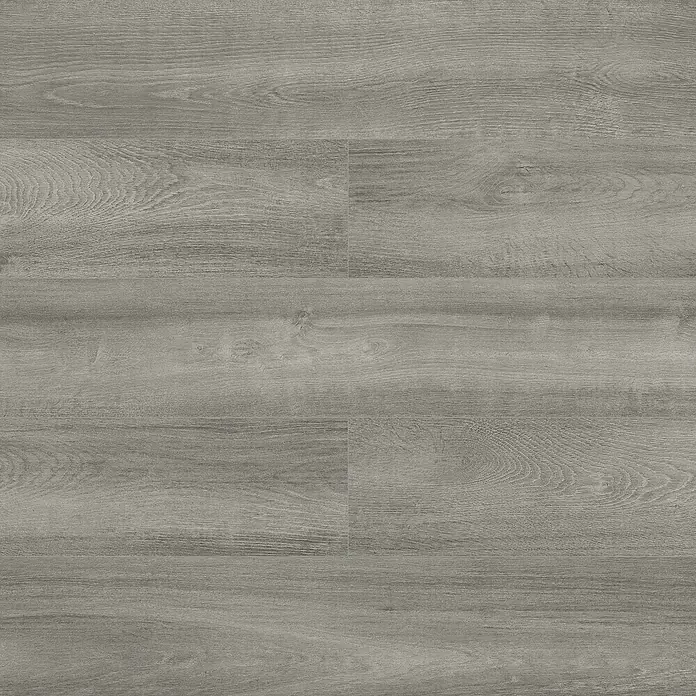 LOGOCLIC Laminado Roble Wembley - 1.380 x 193 x 10 mm, AC4 - Detalle de un moderno suelo de vinilo gris con aspecto de madera. El grano le da al suelo un aspecto natural y elegante.