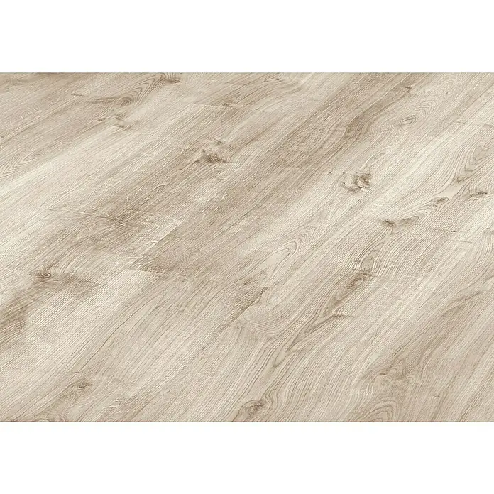 LOGOCLIC Laminado Roble Calgary - 1.380 x 193 x 7 mm, AC4 - Elegante laminado de color claro con un aspecto de madera realista. Perfecto para un hogar moderno y elegante, duradero y fácil de limpiar.