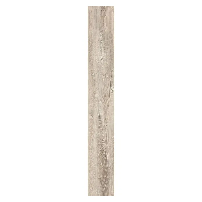 LOGOCLIC Laminado Roble Glasgow - 1.380 x 193 x 8 mm, AC4 - Baldosa de tono claro con textura de madera que presenta patrones de vetas naturales para una apariencia moderna y elegante.
