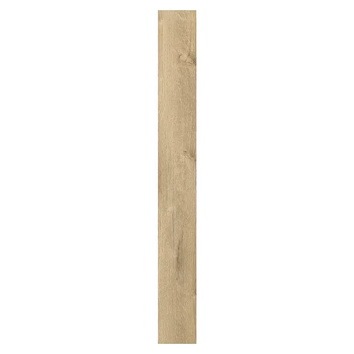 LOGOCLIC Laminado Roble Selva - 1.380 x 193 x 10 mm, Roble Selva, AC5 - Vista detallada de una baldosa de suelo de imitación madera en tonos cálidos y naturales con vetas de madera marcadas.